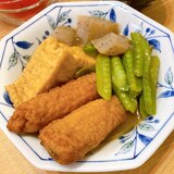 リメイクレシピ☆さばの煮付汁で厚揚げと絹さやの煮物